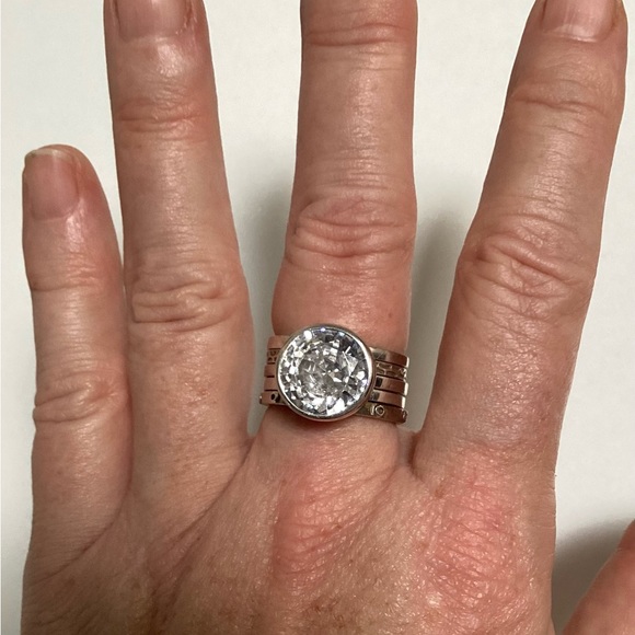 Retired Silpada Cubic Zirconia & 925 Sterling Silver Stack Ring - Picture 2 of 9